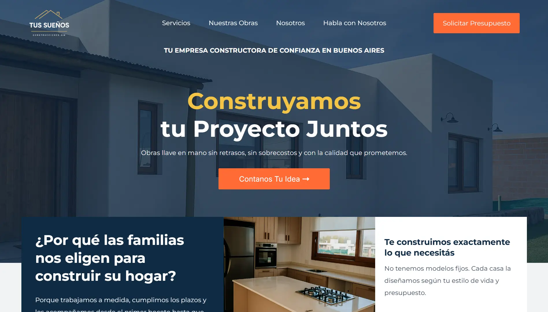 Pagina web profesional de tus sueños construcciones creada por pylaris