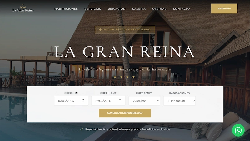 Diseño web para hotel con botón de reserva directa