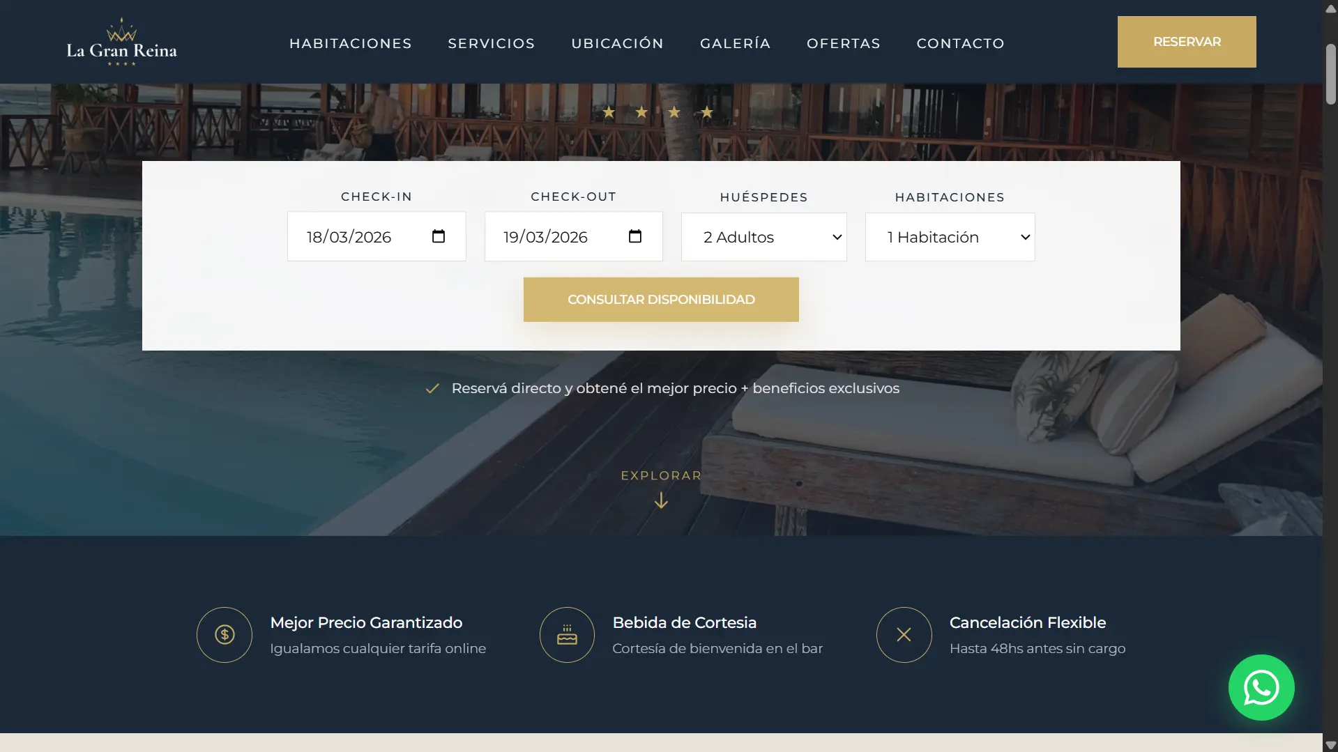 Motor de reservas integrado en web de hotel