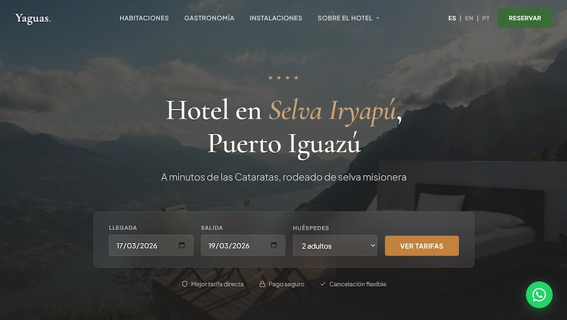 Hotel Yaguas — sitio web hotelero desarrollado por Pylaris